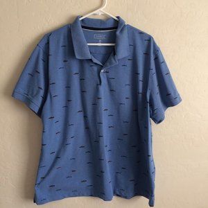 Polo Shirt Mens XXL Blue Fish